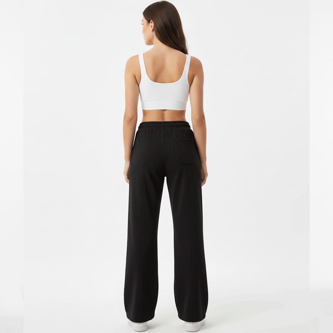 Flare Pants Black Cotton Women