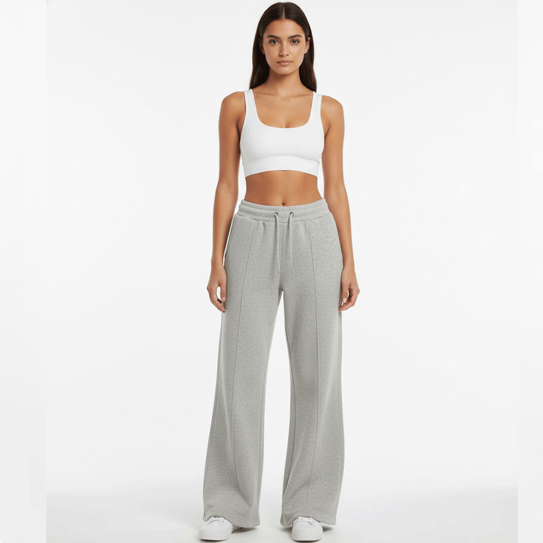 Flare Pants Grey Fleece Cotton
