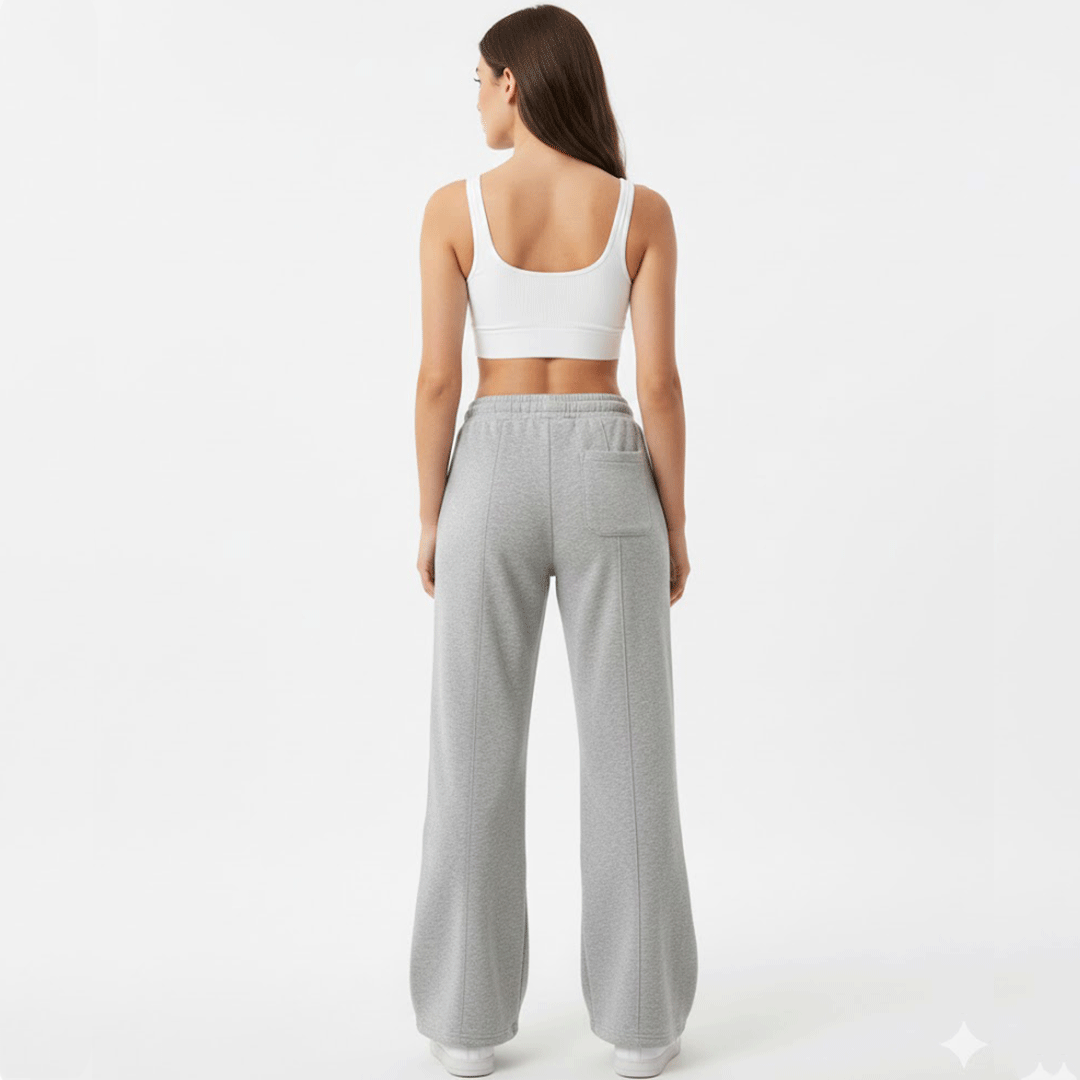 Flare Pants Grey Fleece Cotton