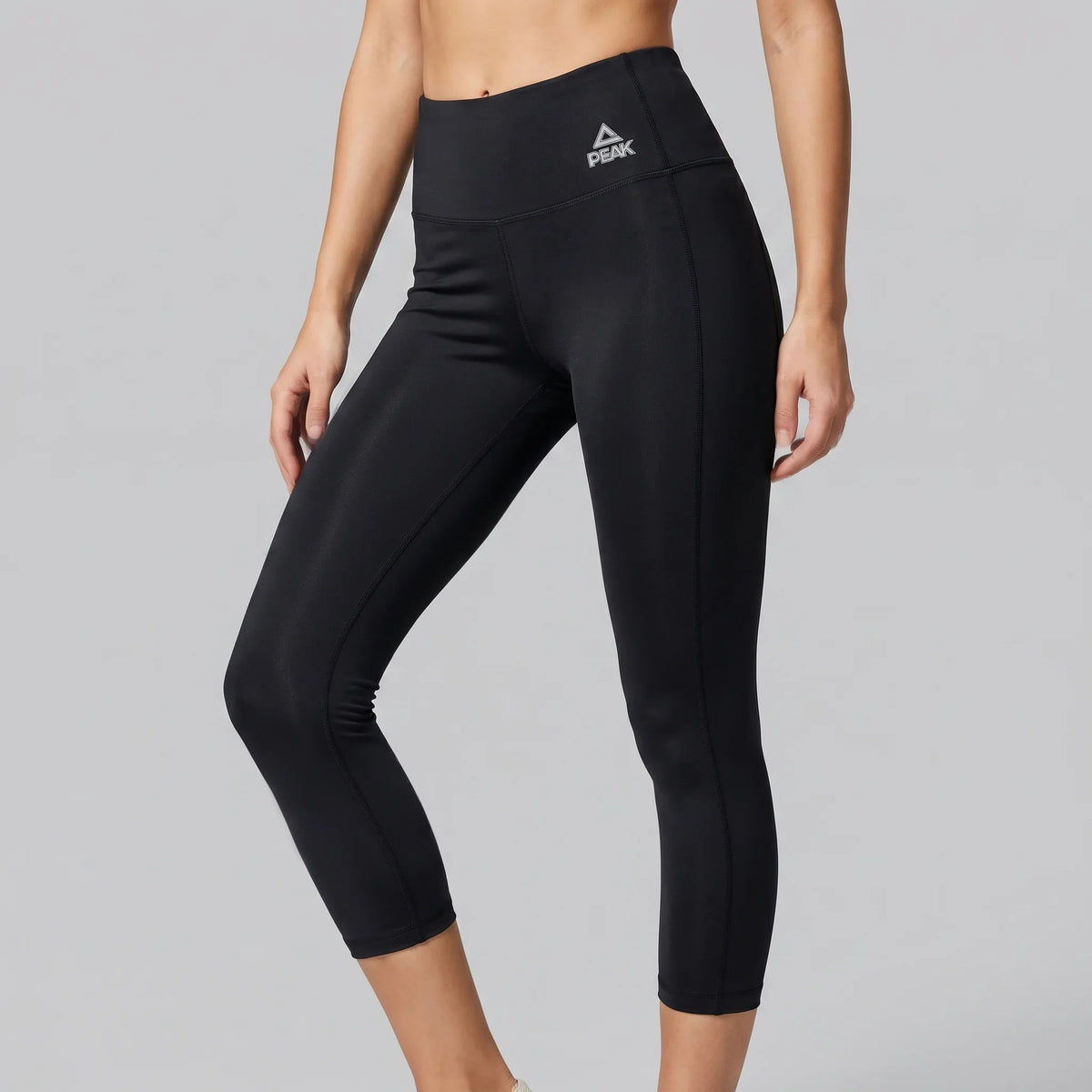 Peak Women Leggings High Waist 3/4 Tights Black