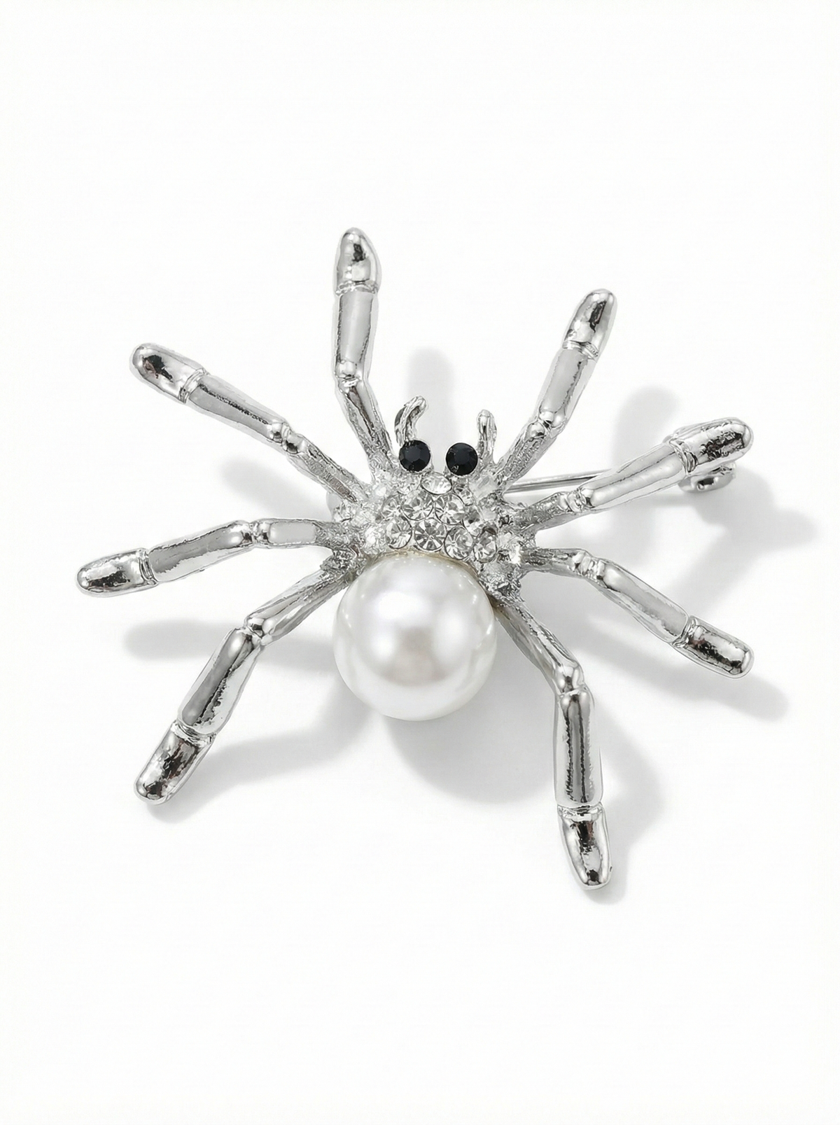 Pearl & Crystal Spider Brooch (Gold or Silver) Silver Petit Détail Lebanon