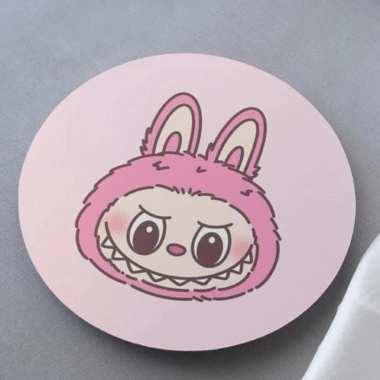 Pink Labubu MDF Coaster 3.75 inches by 3.75 inches
