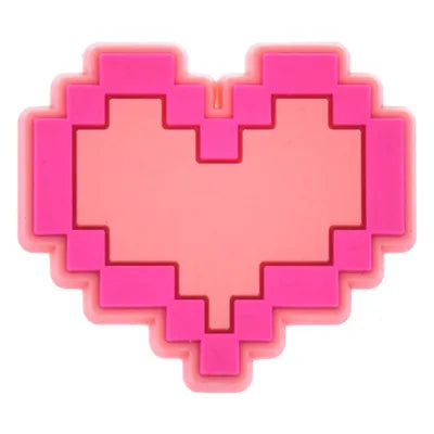 Pink Pixel Heart Croc Pin for Girls