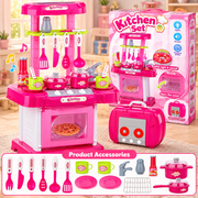 Kids pretend play kitchen with lights sounds and accessories, square hero
