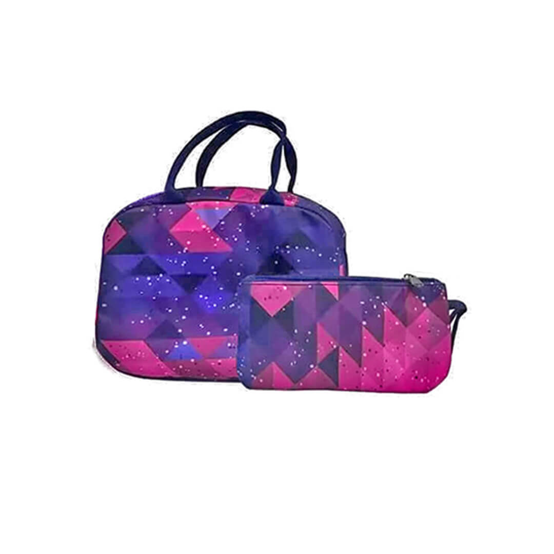 Stylish lunch bag and pencil case set with starry geometric pattern