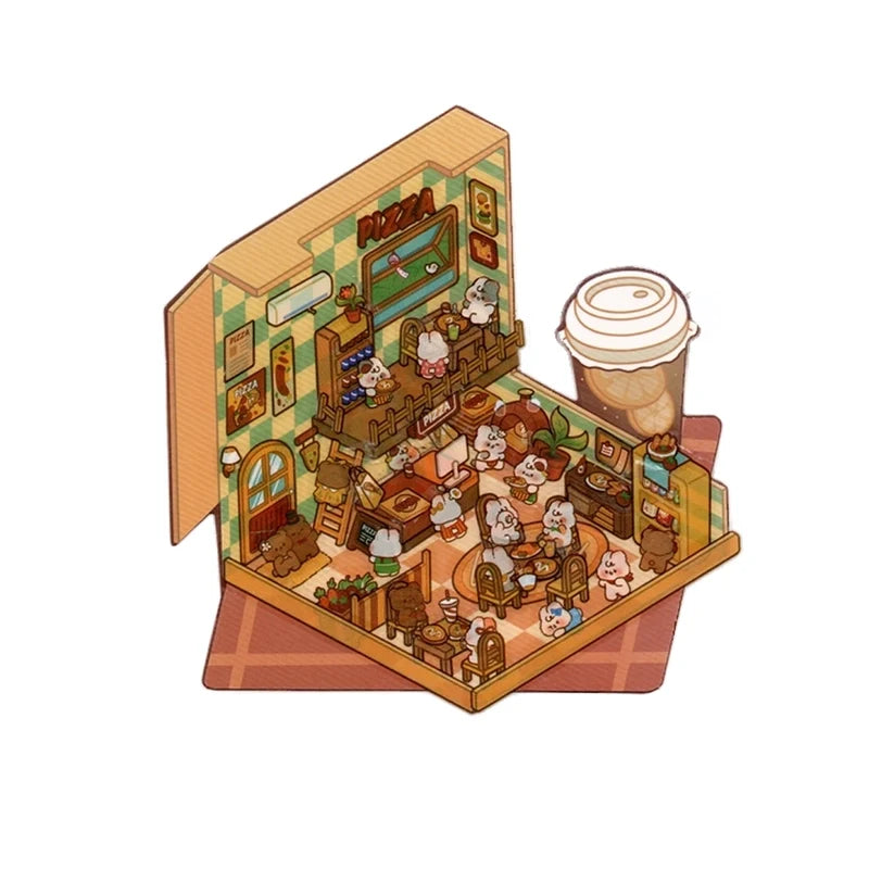 Pizza Restaurant DIY PET Sticker Set Small