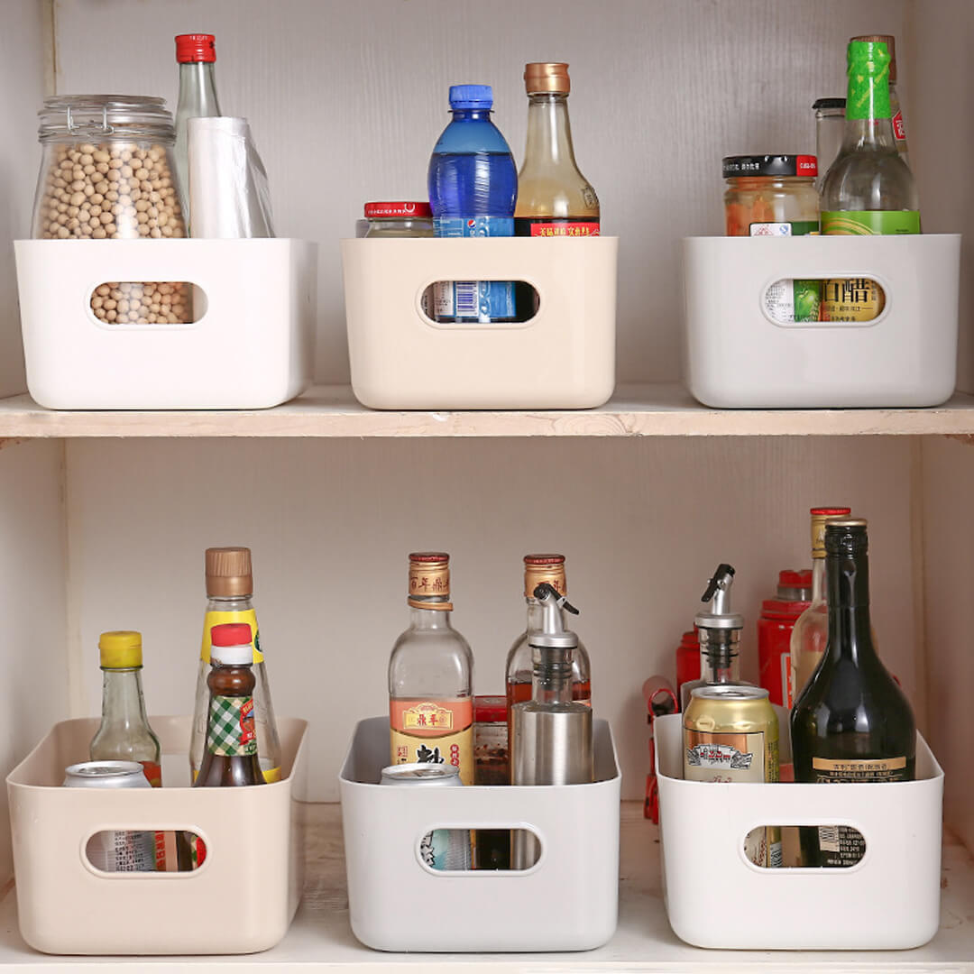 Small storage basket for bathroom and bedroom essentials