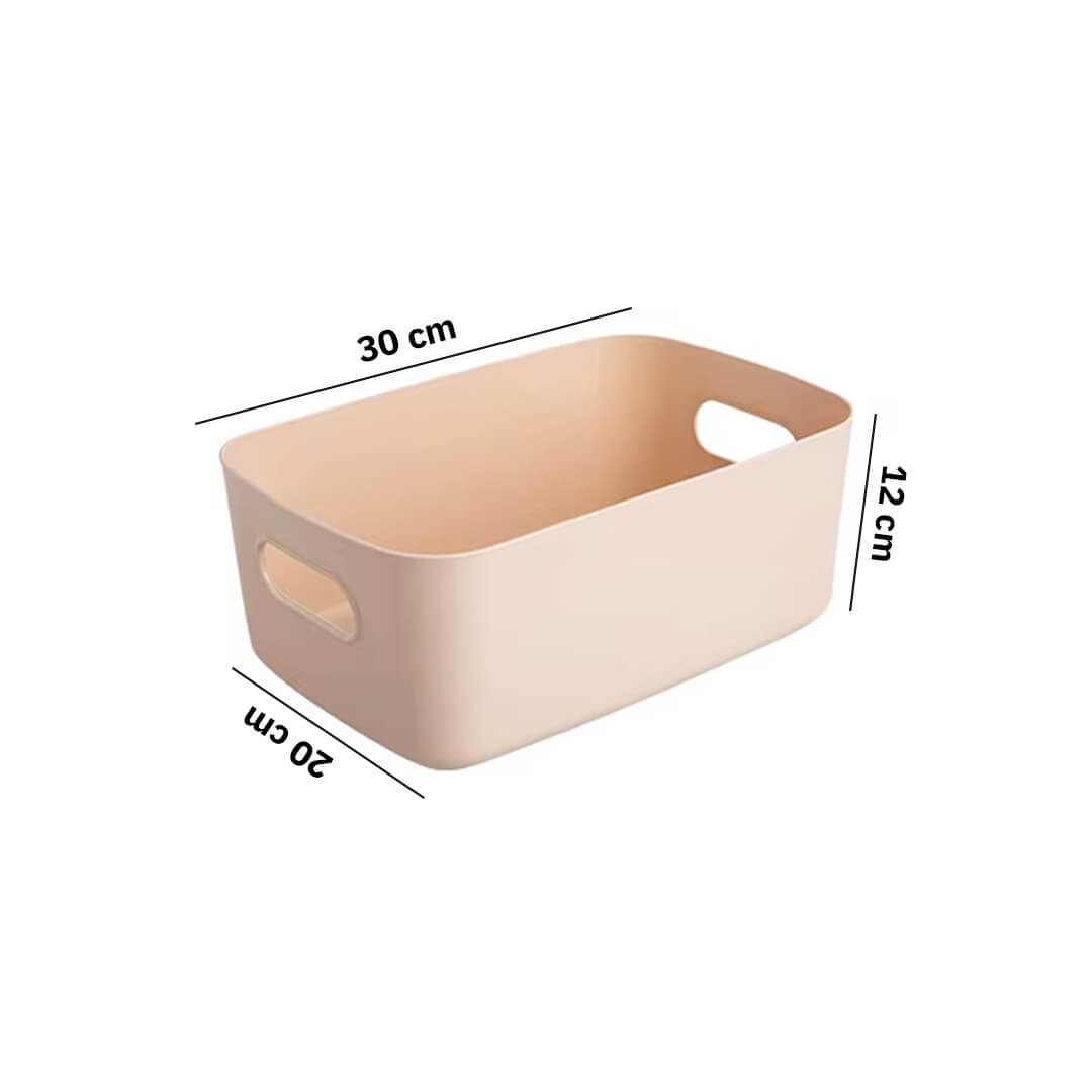 Multi-purpose plastic organizer basket with handles, dimensions