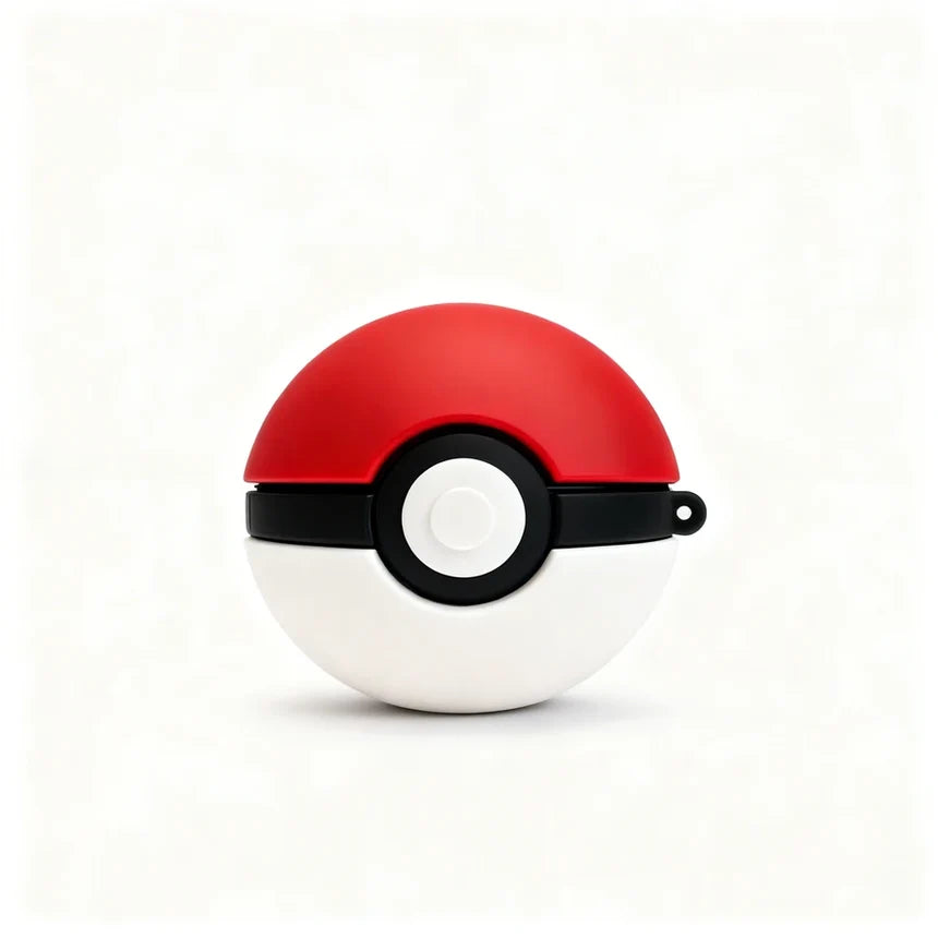 Red, white, and black Poké Ball on a white background