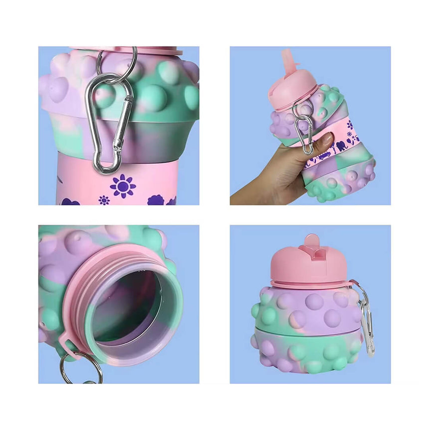 Pastel Pop-It Collapsible Silicone Water Bottle
