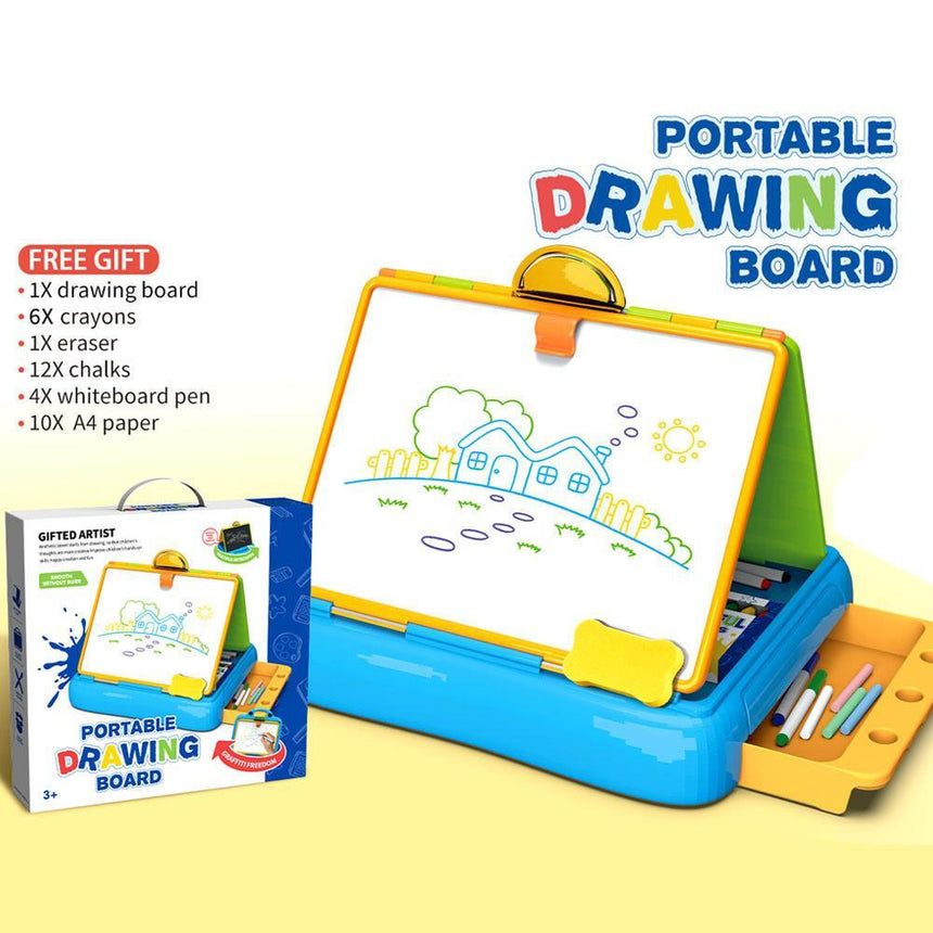 Portable 2-in-1 Chalk & Whiteboard with A4 Paper Clip