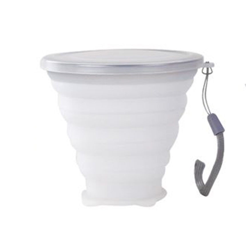 Portable Collapsible Silicone Cups with Lids white