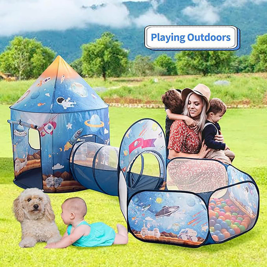 Portable Foldable 3 in 1 Kids Tent - Space & Planets Theme