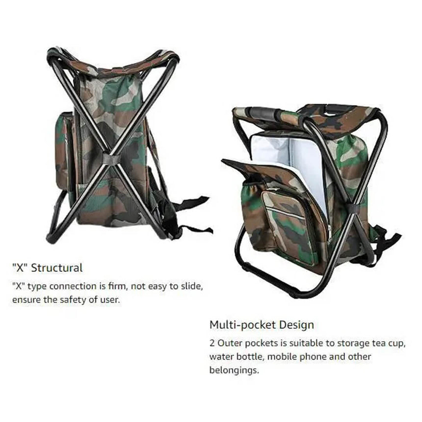 Portable Folding Camp Chair with Built-In Cooler Bag