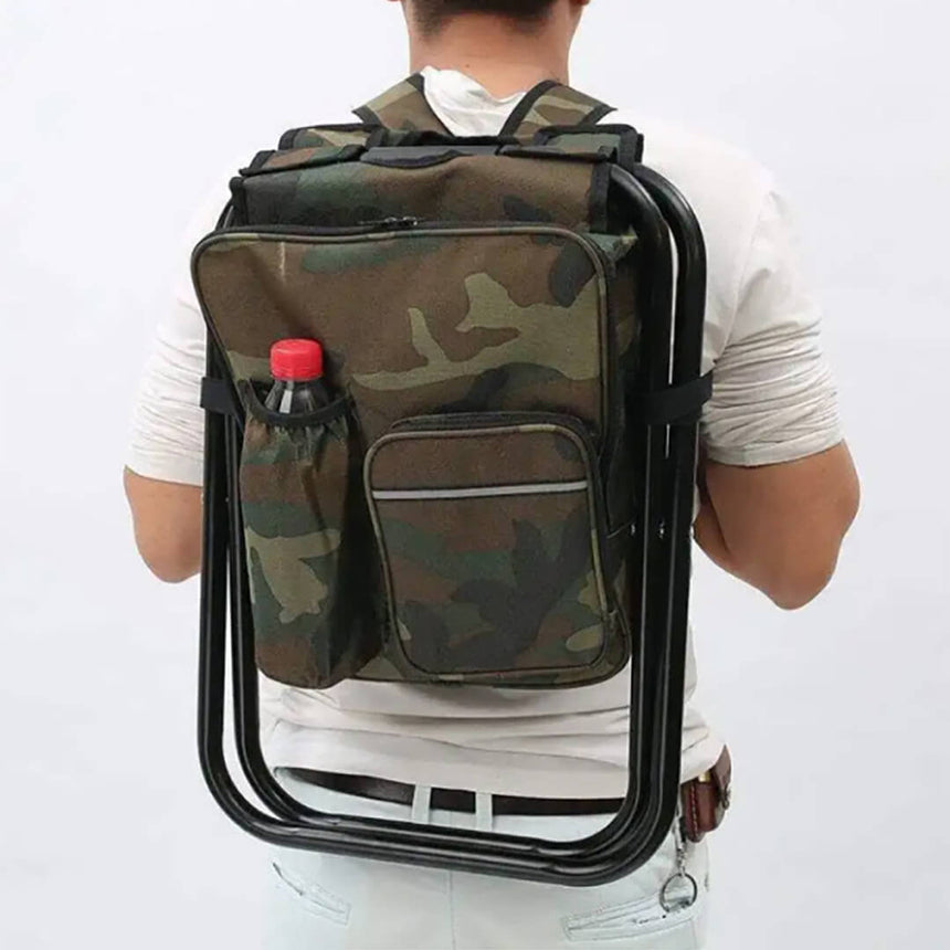 Portable Folding Camp Chair with Built-In Cooler Bag