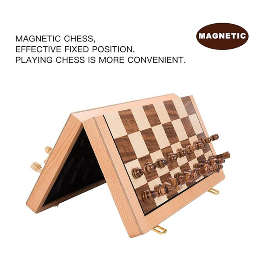 Portable Folding Wooden Chess Game Set Magnetic