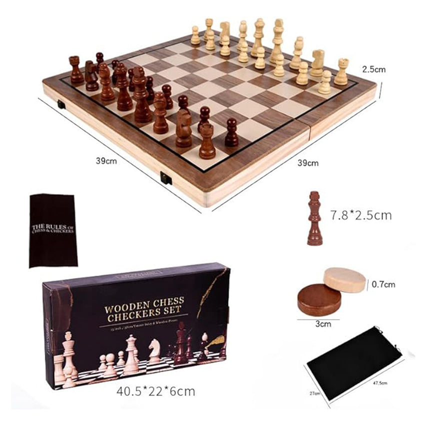 Portable Folding Wooden Chess Game Set Magnetic