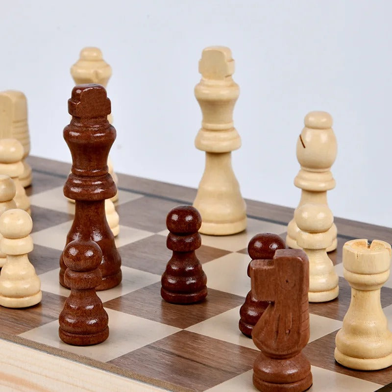 Portable Folding Wooden Chess Game Set Magnetic