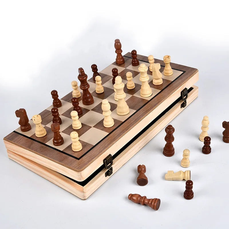 Portable Folding Wooden Chess Game Set Magnetic