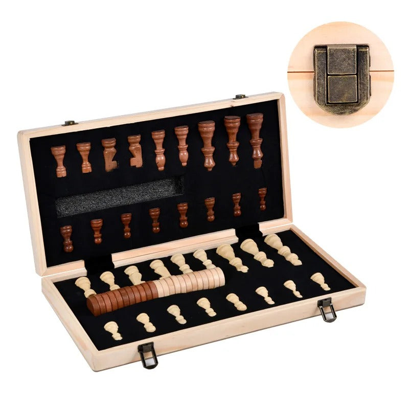 Portable Folding Wooden Chess Game Set Magnetic