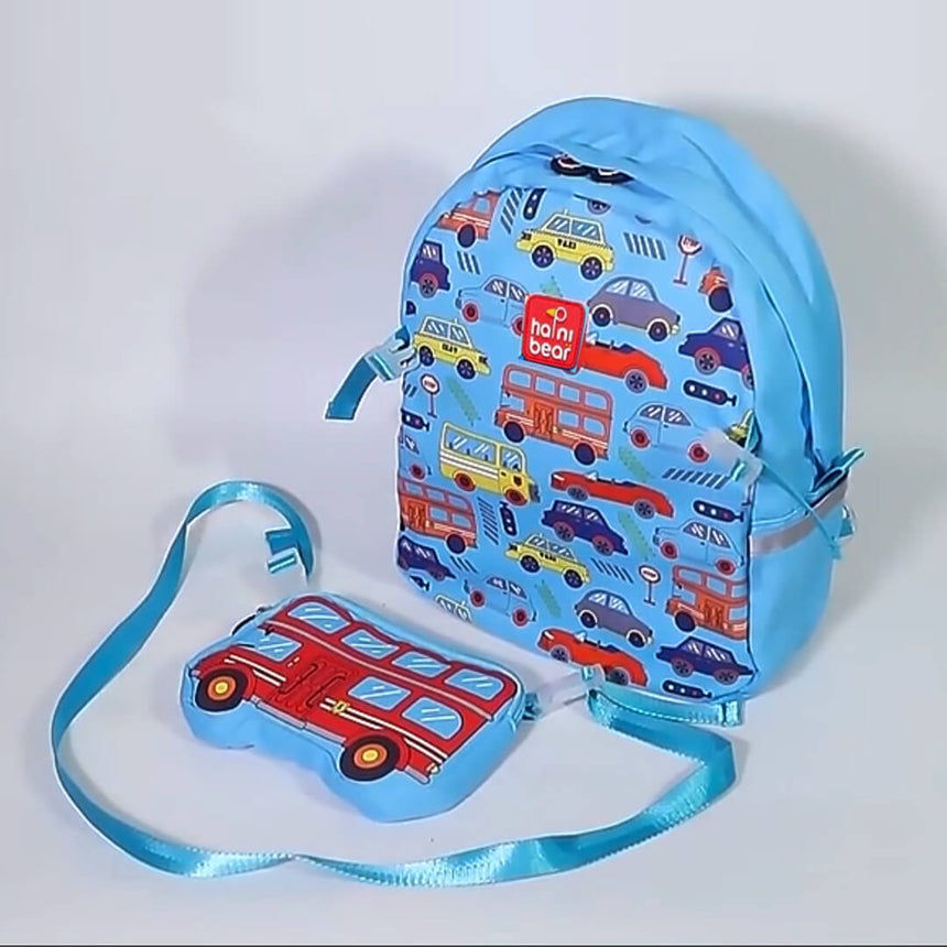 Kids Cartoon Cars Backpack & Lunch Shoulder Bag Set