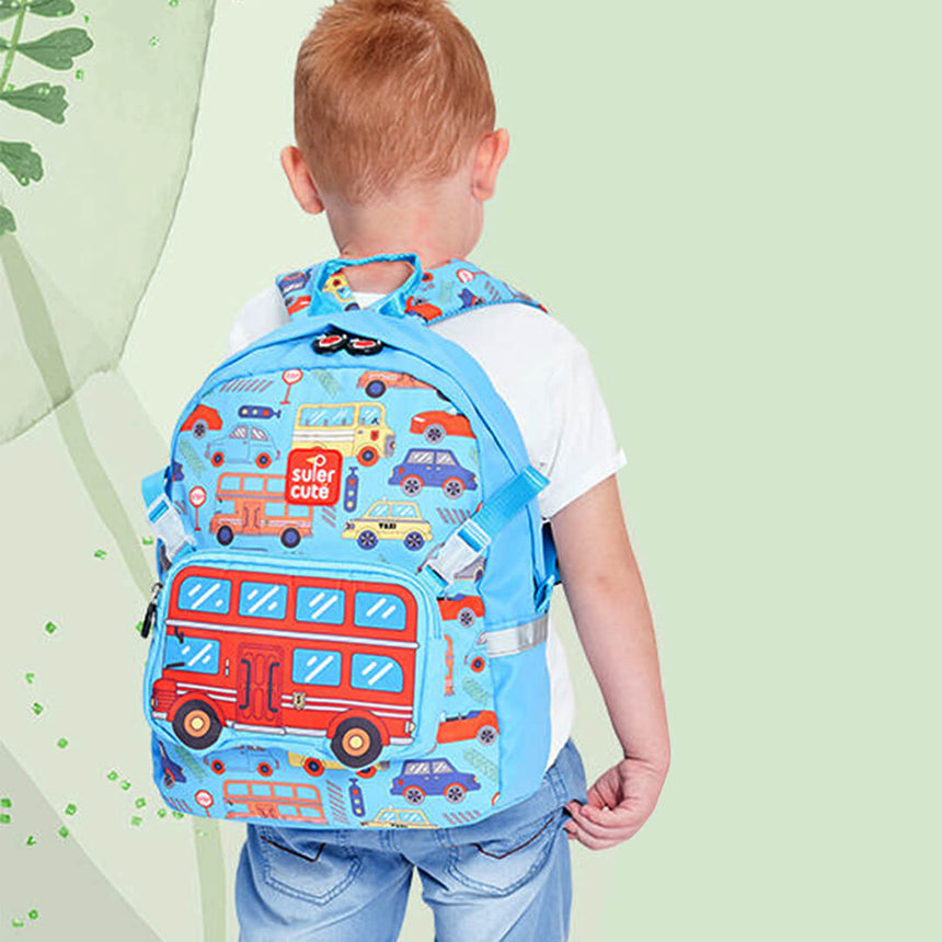 Kids Cartoon Cars Backpack & Lunch Shoulder Bag Set