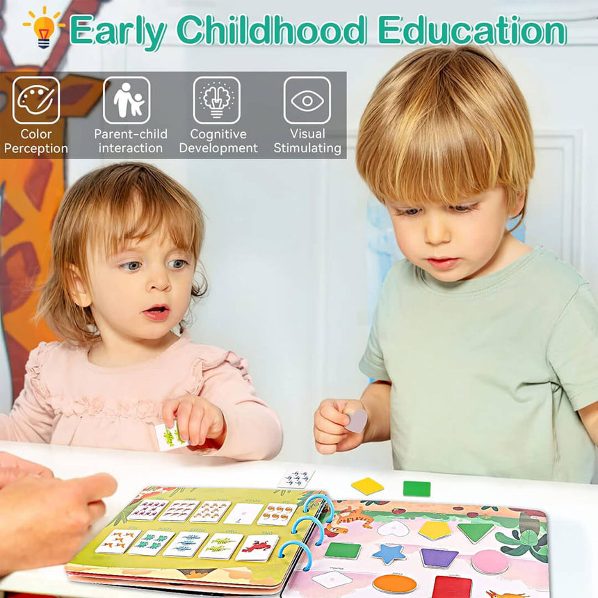 Hands-on learning busy book with velcro stickers and puzzles