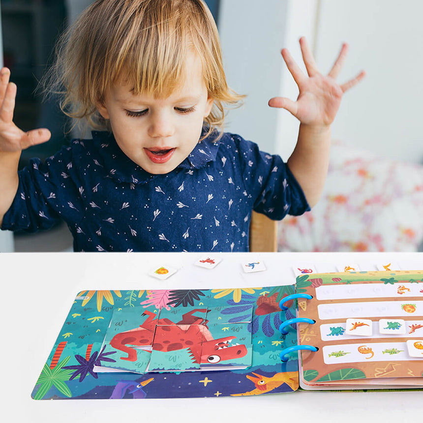 Toddler A4 busy book teaching dinosaur names and shapes