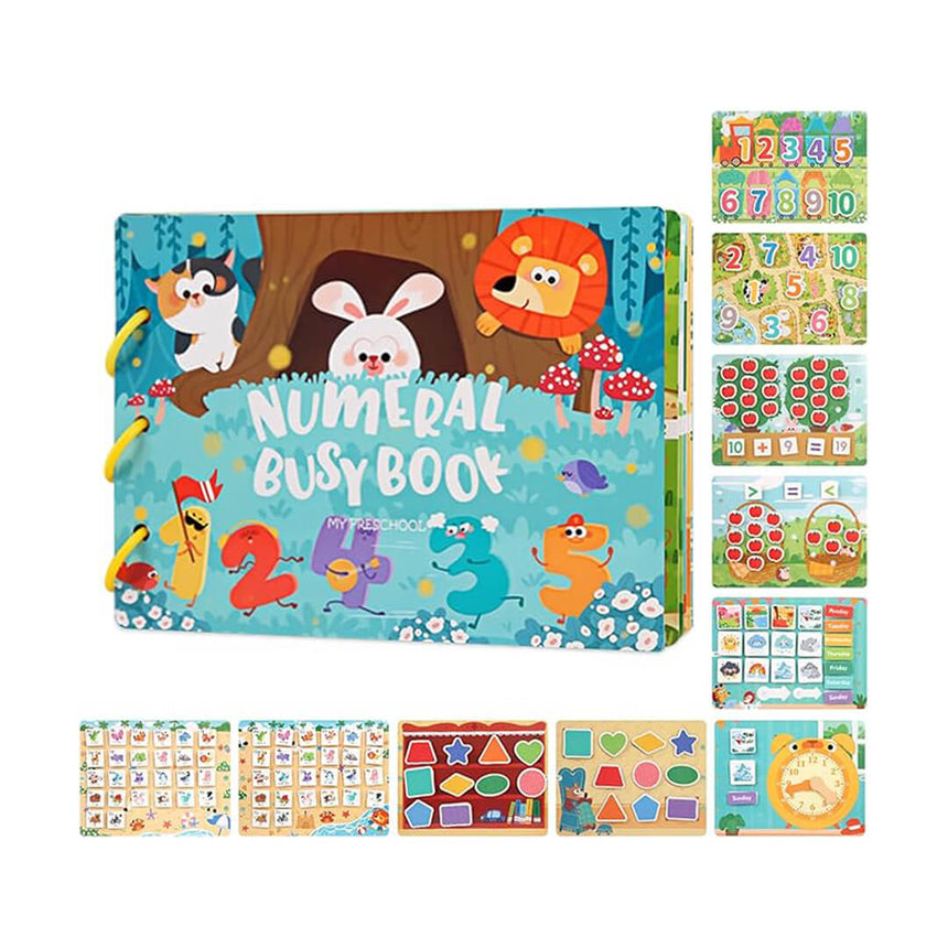 Montessori math A4 busy book teaching clocks and weather concepts