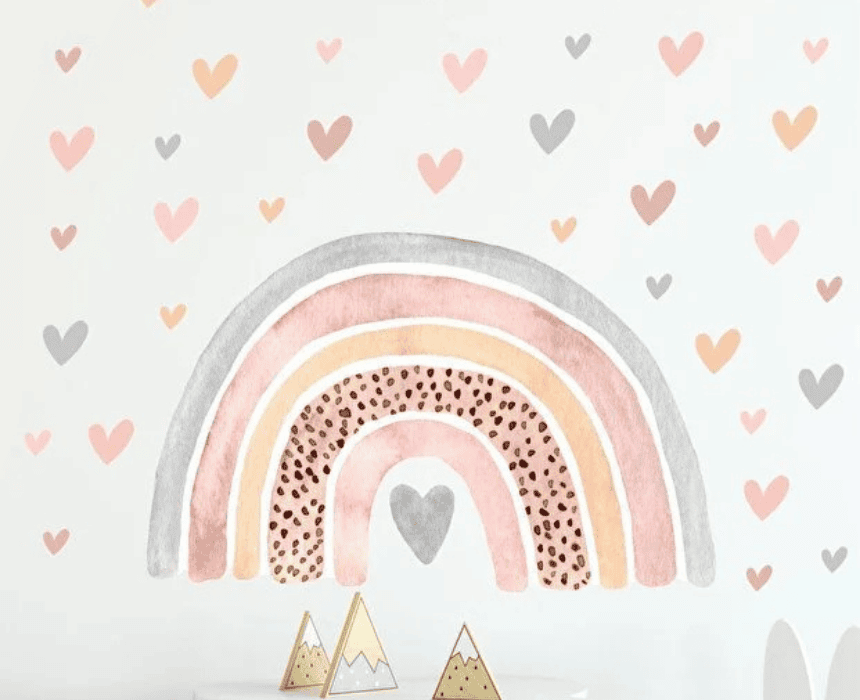 Pastel Rainbow Kids Wall Sticker Set