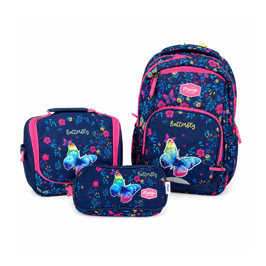 Waterproof matching butterflies school lunch bag and pencil case