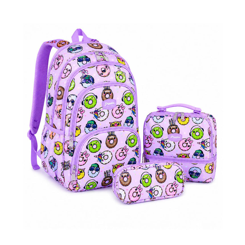 Girls donut backpack with matching pencil case