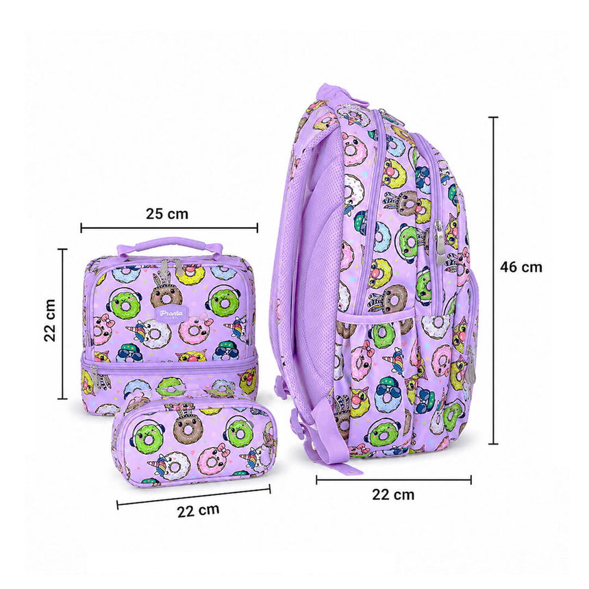 Waterproof donut print school backpack for grade 3 to 9