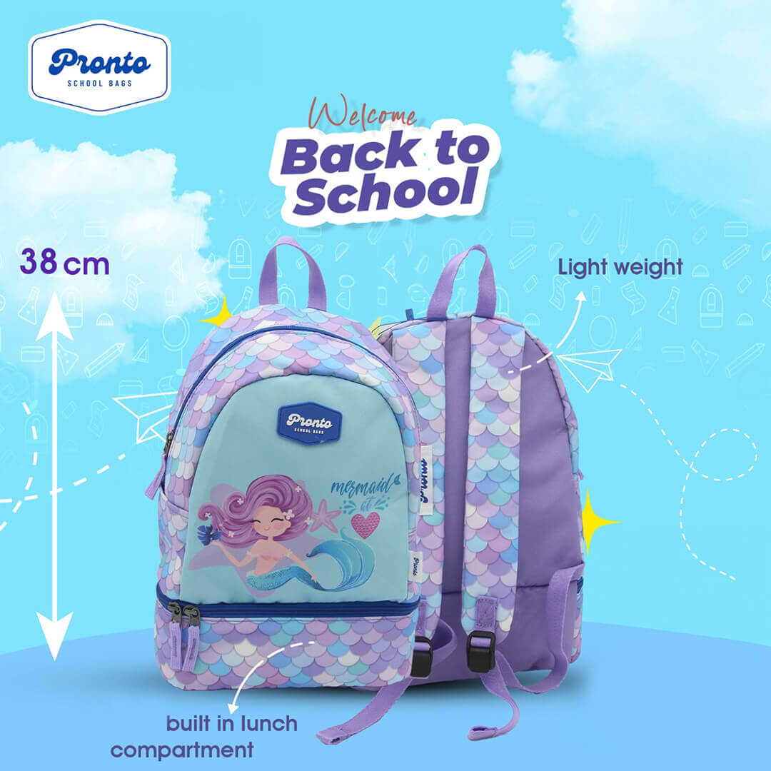 2-in-1 Mermaid Backpack Set & lunch bag with Pencil Pouch, dimensions