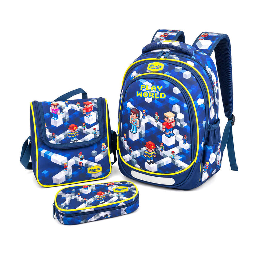 Roblox school bag set with compartments and side mesh pockets