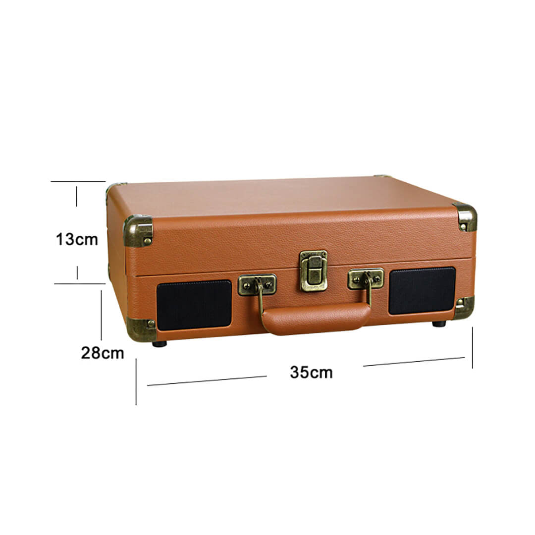 PU Leather Deluxe Turntable Record Player - Brown & Black