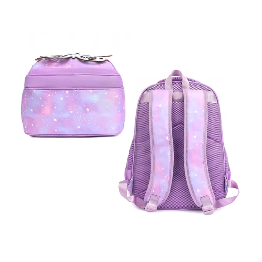 Girls butterfly backpack with comfortable back padding
