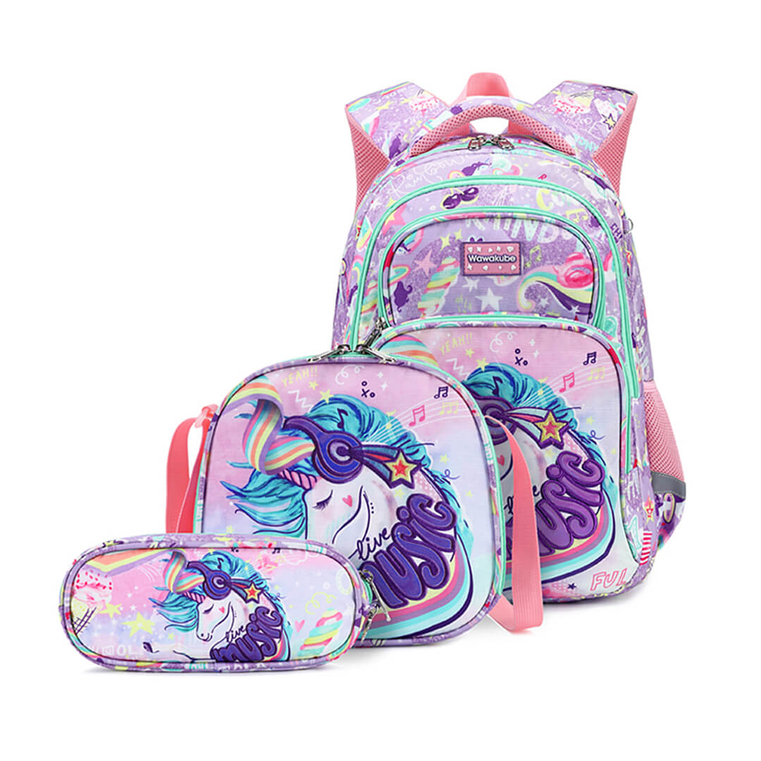 Unicorn backpack set with lunch bag and pencil case