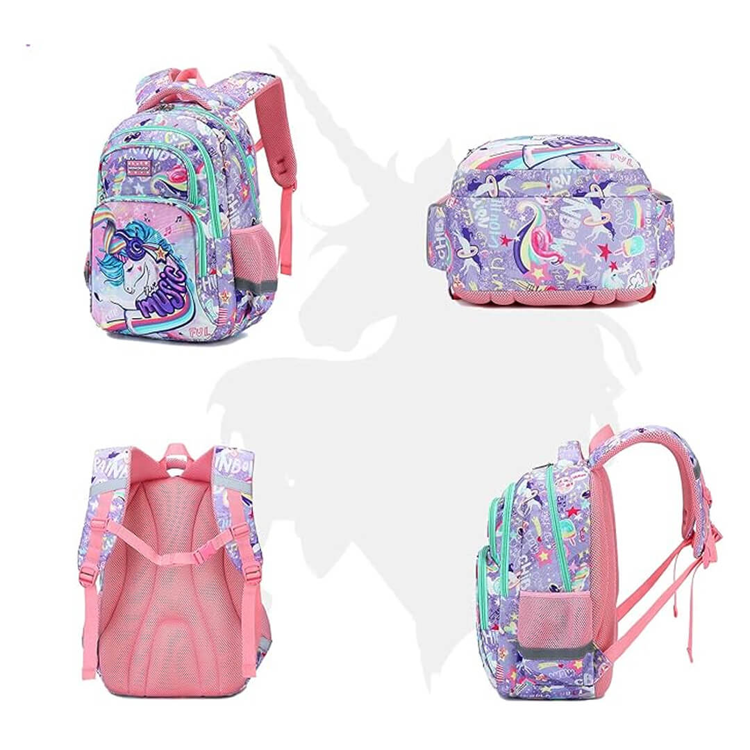 School Unicorn backpack set with lunch bag and pencil case, 5-10 years