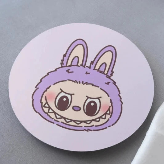 Purple Labubu MDF Coaster 3.75 inches by 3.75 inches