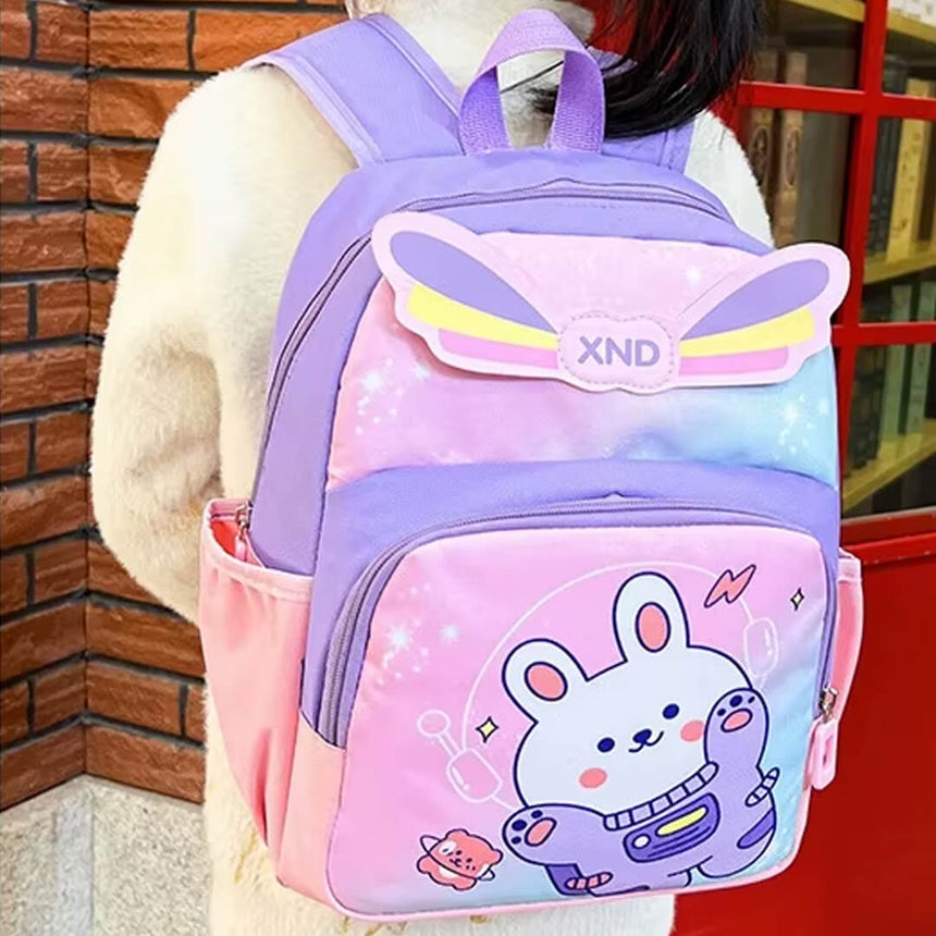 Purple & Pink Space Rabbit School Backpack for kidergarten classes