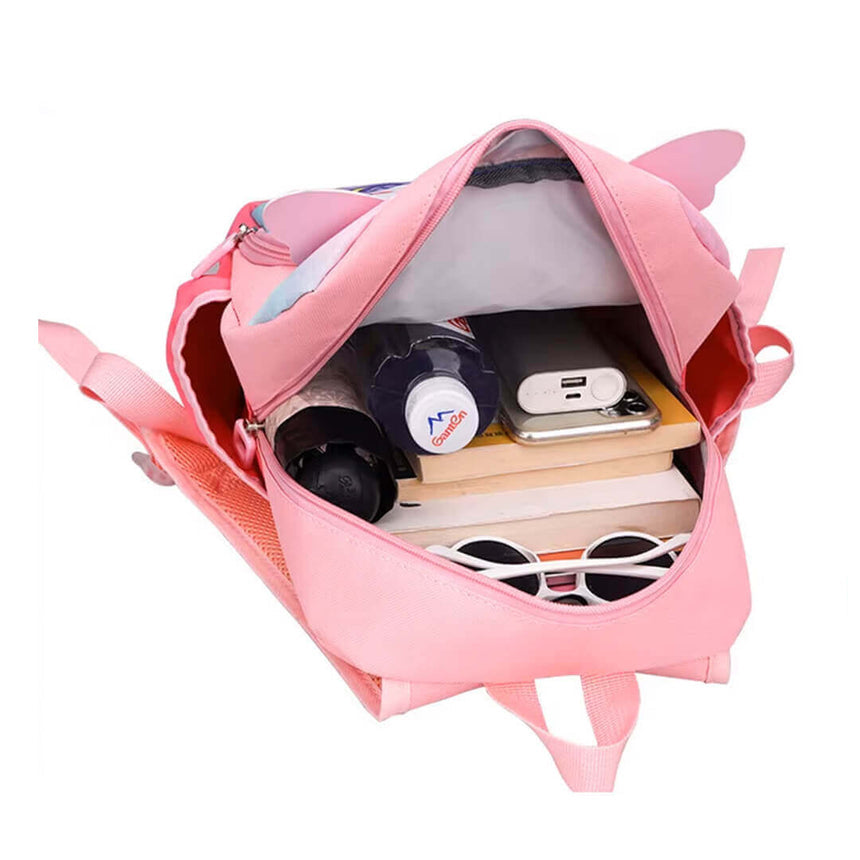 Girls pink rabbit school bag with space theme