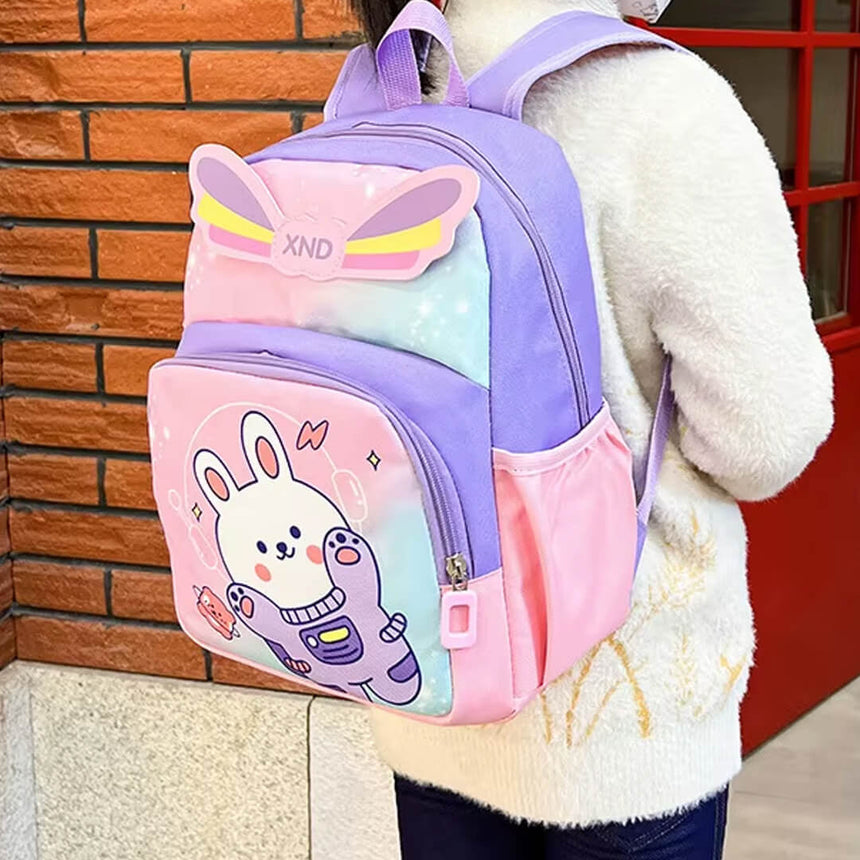 Pink Astro Rabbit school backpack for little girls