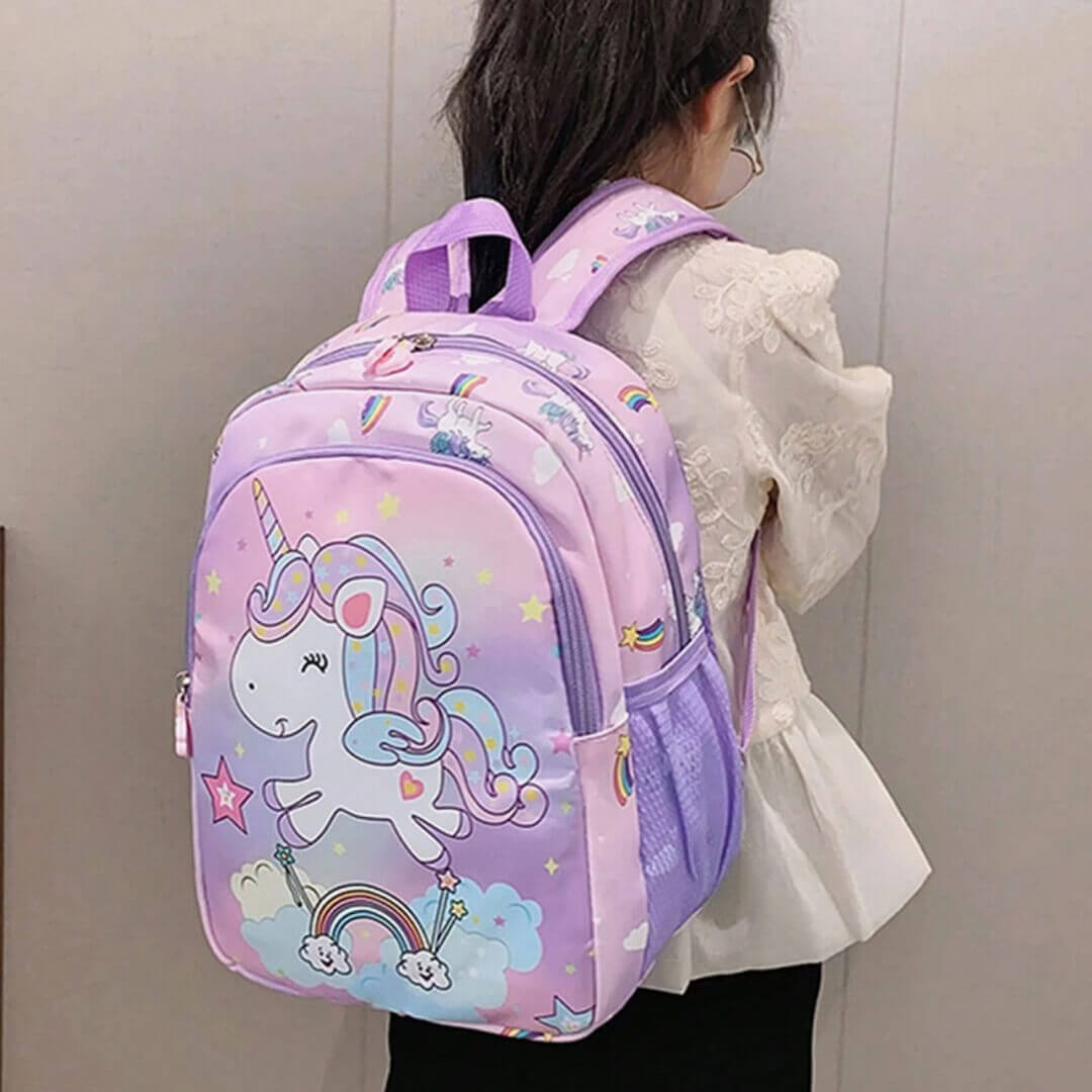Purple Rainbow Unicorn School Backpack for Kindergarten