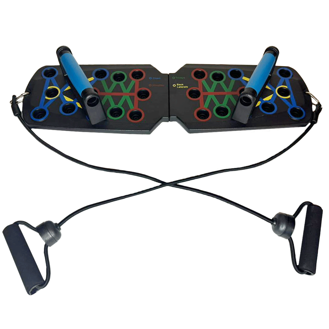 Foldable Push-Up Board With Resistance Bands