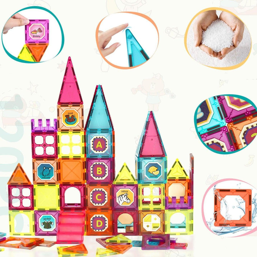 120-Piece Magnetic Tiles and Cars Set for Kids’ Creativity
