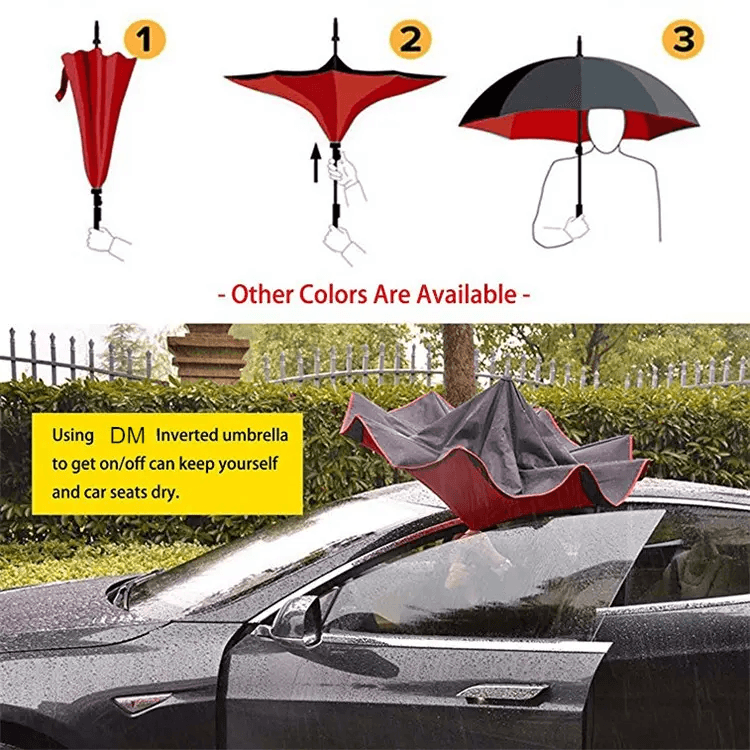 Windproof Reverse Double Layer C-Handle Umbrella (W104 x H80)