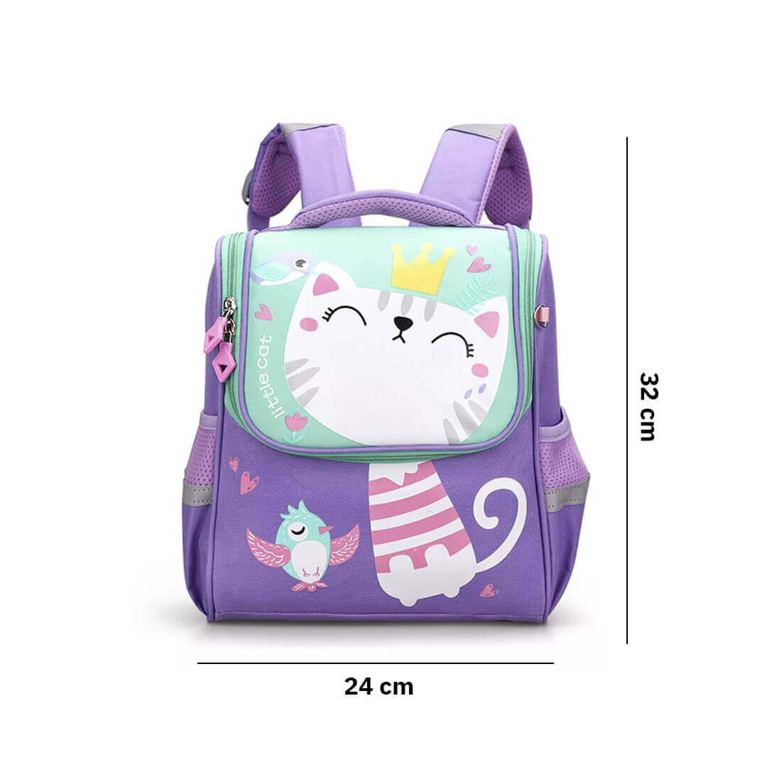 Queen Cat Kindergarten School Purple bag, dimensions