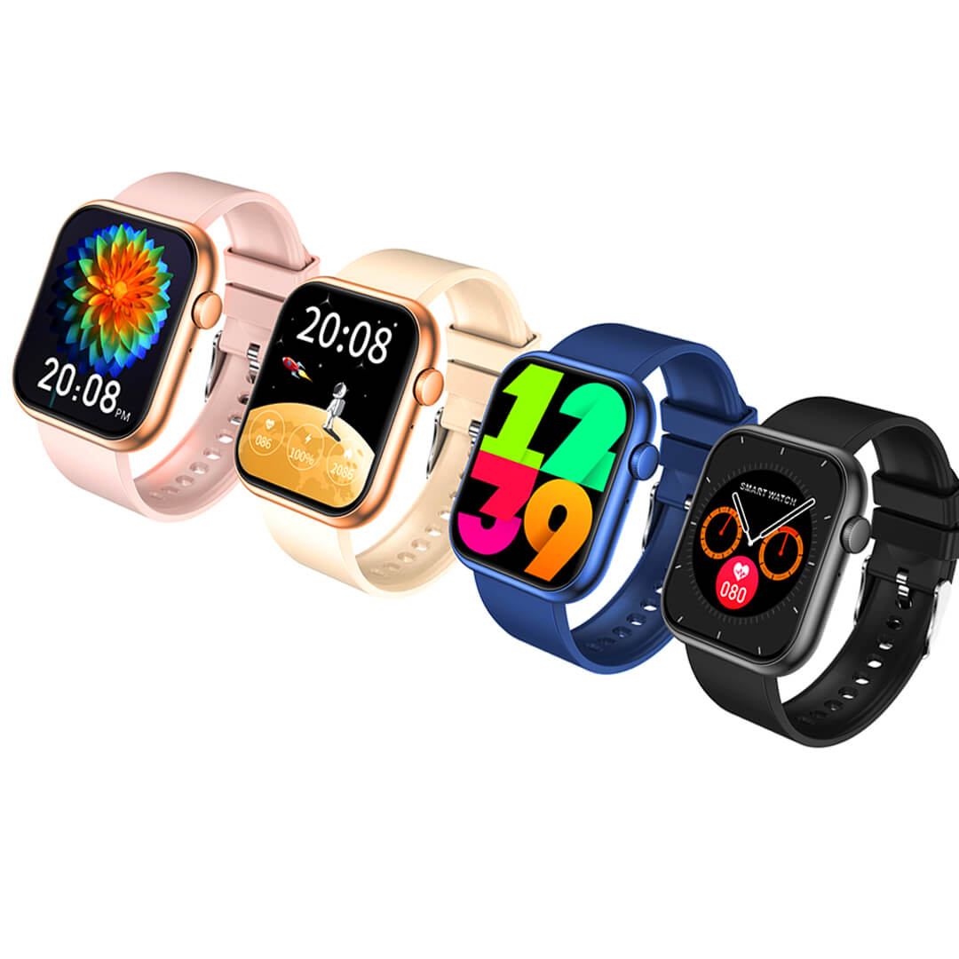 QX7 PRO Smart Watch with HD display in black, blue, beige, pink
