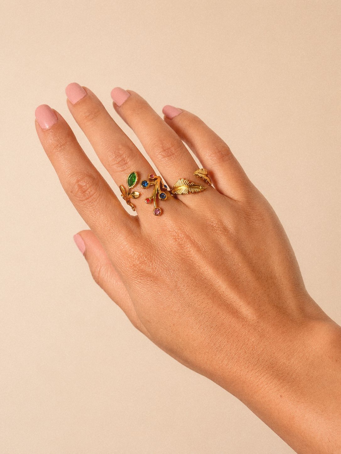 Blooming Colorful Leaf Adjustable Ring